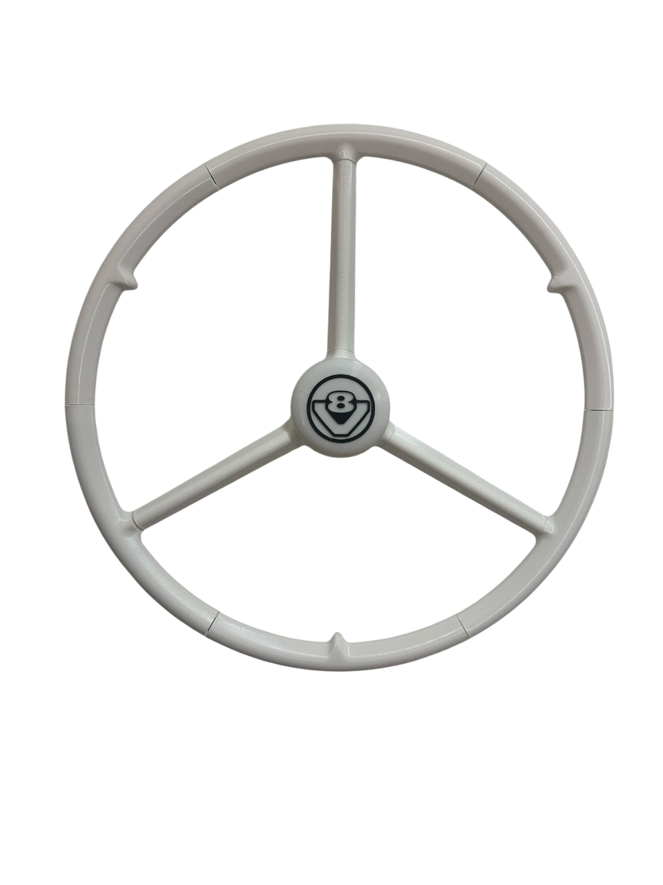 Volant 50 cm blanc logo scania v8