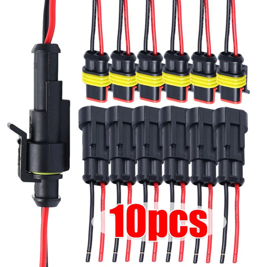 Waterproof Kit 2-Pin Electrical Connector Male/Female Terminal Plugs and Sockets for Auto Marine Truck Wiring Installation Parts