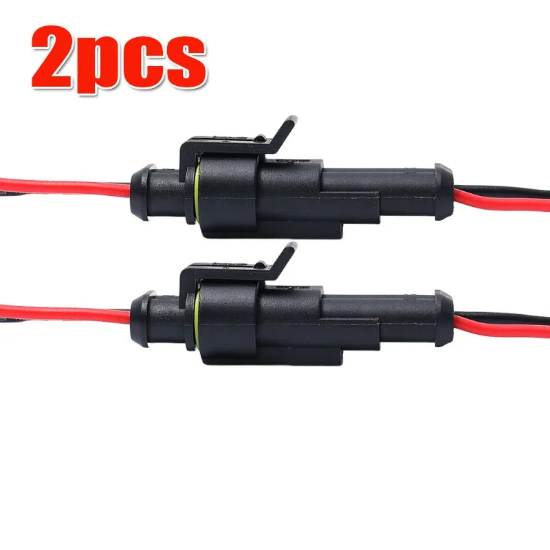 Waterproof Kit 2-Pin Electrical Connector Male/Female Terminal Plugs and Sockets for Auto Marine Truck Wiring Installation Parts