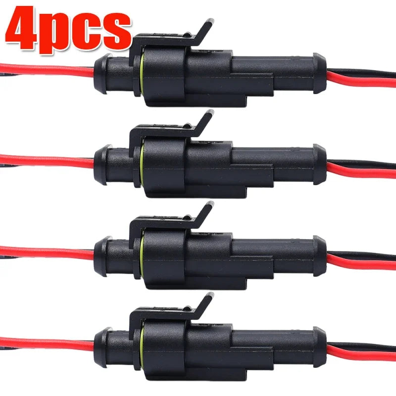 Waterproof Kit 2-Pin Electrical Connector Male/Female Terminal Plugs and Sockets for Auto Marine Truck Wiring Installation Parts