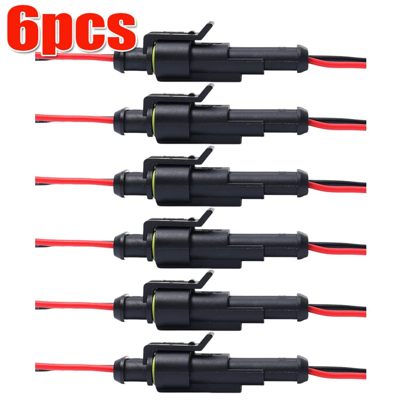 Waterproof Kit 2-Pin Electrical Connector Male/Female Terminal Plugs and Sockets for Auto Marine Truck Wiring Installation Parts