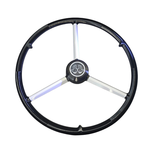 Volant 50 cm Noir et Branches blanc, Jul, Volant de simulation camion, décoration camion, custom