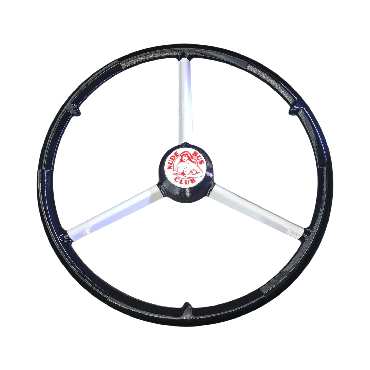 Volant 50 cm Noir et Branches blanc, Nude bus club, Volant de simulation camion, décoration camion, custom