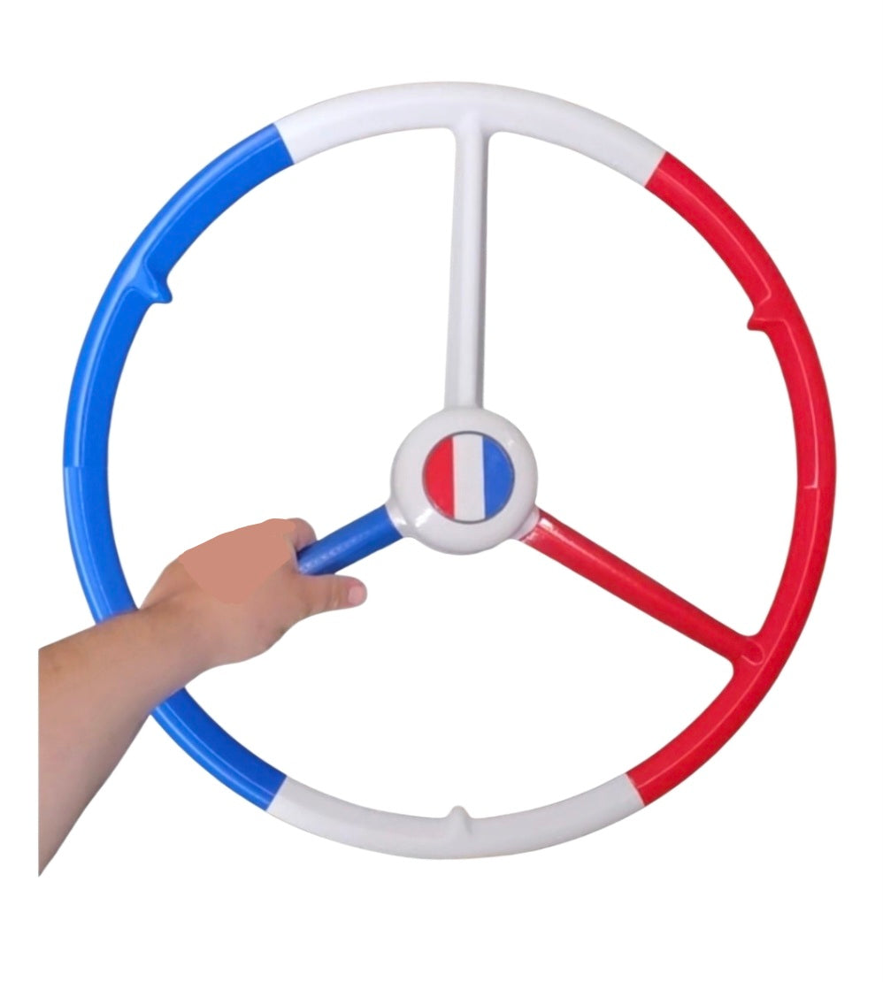 Volant 3 branches France bleu blanc rouge, Volant 50 cm Blanc de simulation camion